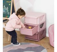 HOMCOM Kids Storage Units with 3 Drawers 3 Tier Chest Toy Organizer in Pink HOMCOM Pink