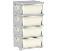 HOMCOM Kids Storage Units with 4 Drawers 4 Tier Chest Vertical Dresser Tower Toy Organiser for Nursery Playroom Kindergarten Cream Cream