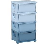 HOMCOM Kids Storage Units with 4 Drawers 4 Tier Chest Vertical Dresser Tower Toy Organiser for Nursery Playroom Kindergarten Blue Blue
