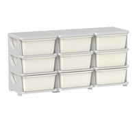 HOMCOM Kids Storage Units with 9 Drawers 3 Tier Chest Vertical Dresser Tower Toy Organiser for Nursery Playroom Kindergarten Cream