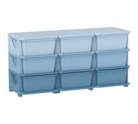 HOMCOM Kids Storage Units with Drawers 3 Tier Chest Dresser Tower Blue - 113 x 37 x 56.5 cm - Blue - Polypropylene