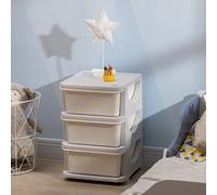 HOMCOM Kids Storage Units with Drawers 3 Tier Chest Vertical Dresser Tower - Cream, Cream