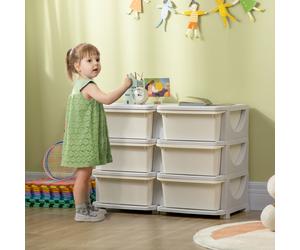 HOMCOM Kids Storage Units with Drawers 3 Tier Chest Dresser Tower Cream