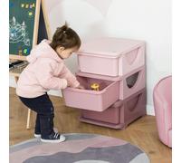 HOMCOM Kids Storage Units with 3 Drawers 3 Tier Chest Toy Organizer in Pink HOMCOM Pink