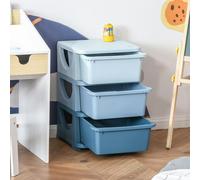 HOMCOM Kids Storage Units with Drawers 3 Tier Chest Vertical Dresser Tower Blue