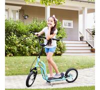 HOMCOM Kids Stunt Scooter, Teen Push Scooter with 12" Rubber Wheels, Adjustable Handlebar Height, Dual Brakes, for 5+ Years Old in Blue HOMCOM Blue