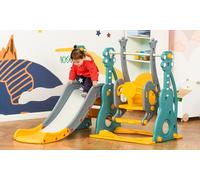 HomCom Kids Swing and Slide Set with Basketball Hoop Slide