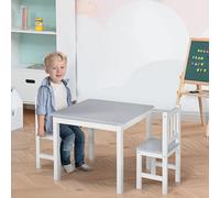 HOMCOM Kids Table and 2 Chairs Set 3 Pieces Toddler Multi-usage Desk Indoor Grey