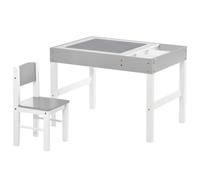 HOMCOM kids Table and Chair Set 2 in 1 Activity Play Table for Bricks Toddler Furniture w/Storage Space, Ideal for Reading, Arts & Crafts - Grey Grey