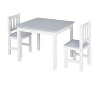 HOMCOM Kids Table and Chair Set 3 Pieces Toddler Preschoolers Desk with 2 Chairs for Indoor Study Rest Snack Time Grey Grey