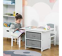 HOMCOM Kids Table And Chairs Set 312-055 MDF, Non-woven Fabric 48 (W) x 71 (D) x 49 (H) mm White