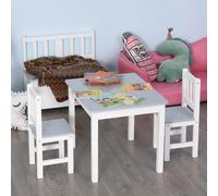 Homcom Kids Three-Piece Table and Chairs Set Grey & White