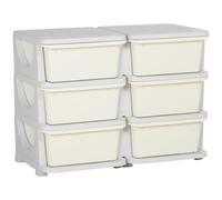 HOMCOM Kids Three-Tier Storage Unit Toy Storage Organiser Vertical Dresser Tower, for Nursery, Playroom, Classroom - Cream