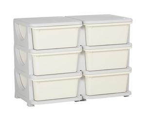 HOMCOM Kids Three-Tier Storage Unit Toy Storage Organiser Vertical Dresser Tower, for Nursery, Playroom, Classroom - Cream