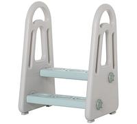 HOMCOM Kids Toddler Step Stool Ladder Kitchen Helper for Toilet Potty Training Bathroom Sink Bedroom Blue and Grey