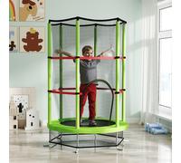 HOMCOM Kids Trampoline w/ Enclosure Net, Steel Frame, for Ages 3-6 Years in Green HOMCOM Green