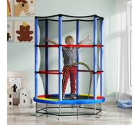 HOMCOM Kids Trampoline Mini Bouncer w/ Enclosure Net for 3-6 Years Multi Colour