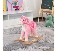 HOMCOM Kids Unicorn Ride-On Horse Moving Mouth Tail Sounds Rein 36-72 Mnths in Pink HOMCOM Pink