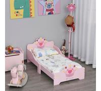 Homcom Kids Wooden Princess Crown & Flower Single Bed Safety Side Rails Slats