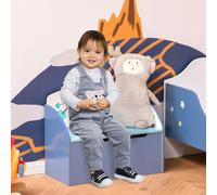 HOMCOM Kids Wooden Toy Box Children Storage Chest Bench Organiser Safety Hinge Bedroom Playroom Furniture Blue