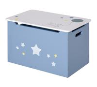 Homcom Kids Wooden Toy Box Children Storage Chest Organiser Side Handle Safety Hinge Play Room Furniture Blue