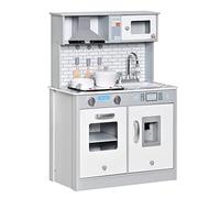 HOMCOM Kids Wooden Toy Kitchen Pretend Play Cooking Playset for 3-6 Years Old