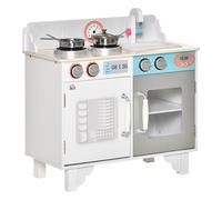 HOMCOM Kids Wooden Toy Kitchen Pretend Playset with Sink Faucet Pot for 3-6 Year