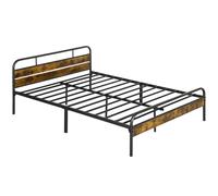 HOMCOM Single Bed Frame with Headboard, No Box Spring Needed, Rustic Brown - King