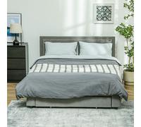 Double Bed Frame with Storage and Adjustable Velvet Headboard HOMCOM Grey One Size