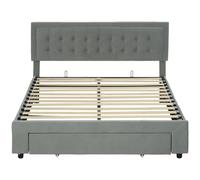 Portland Grey Velvet Storage King Size Bed - Wilko