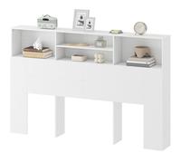 HOMCOM King Size Headboard with Storage and 4 Open Compartments, White