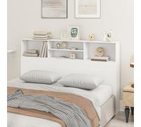 HOMCOM King Size Headboard with Storage and 4 Open Compartments, White, White