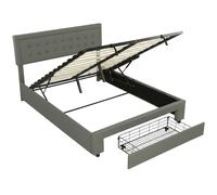 HOMCOM King Size Ottoman Bed Frame, with Front Drawer - Grey