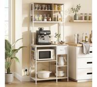 HOMCOM Kitchen Bakers Rack, Microwave Stand with Storage Shelves and 6 Hooks