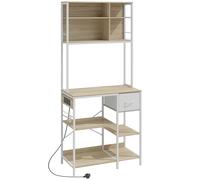 HOMCOM Kitchen Baker's Rack, Microwave Stand with Storage Shelves and 6 Hooks for Small Spaces