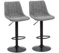 HOMCOM Kitchen Bar Stools Adjustable Height Swivel Bar Chairs with Microfibre Cloth Upholstery Counter Stools for Kitchen Island, Grey Aosom UK