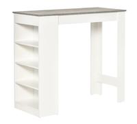 HOMCOM Kitchen Bar Table with Side Shelves - White & Grey | TJ Hughes