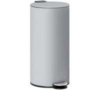 HOMCOM Kitchen Bin 30 L Bamboo Lid Soft Close Light Grey | Metal Pedal Bin, Removable Inner Bucket, Hold Open, for Kitchen, Office, Home