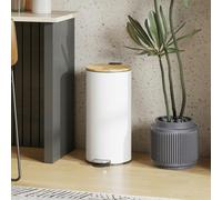 HOMCOM 30 Litre Pedal Kitchen Bin with Soft Close and Stay Open Lid, Rubbish Bin with Removable Inner Bucket for Kitchen, Office, Home, White and Natural