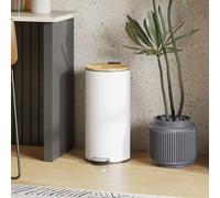HOMCOM 30 Litre Pedal Kitchen Bin with Soft Close and Stay Open Lid, Rubbish Bin with Removable Inner Bucket for Kitchen, Office, Home, White and Natural