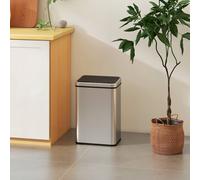 HOMCOM 40L Sensor Bin with Quiet Soft-Close Lid, Automatic Touchless Motion Sensor Kitchen Bin with Fingerprint Resistant Stainless Steel for Hygienic Gyms, Home Office Use, Silver Tone