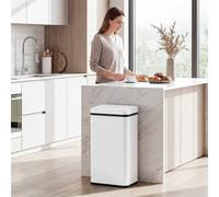 HOMCOM Kitchen Bin with Fast Motion Sensor, 50L Stainless Steel Sensor Bin in White | Size: Large HOMCOM White Large