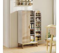 HOMCOM Kitchen Cabinet with Double Doors, 5 Tiers, 12 Spice Racks, White