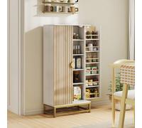 HOMCOM Kitchen Cabinet with Double Doors, 5 Tiers, 12 Spice Racks, White
