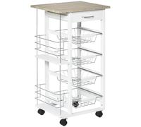 HOMCOM Kitchen Caddy: Movable Storage Marvel with Baskets & Racks, Rustic Brown Organiser Aosom UK