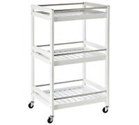 HOMCOM Kitchen Cart Bamboo, Pine, Stainless Steel White 450 x 380 x 780 mm
