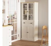 HOMCOM Kitchen Cupboard, 5-tier Storage Cabinet With Adjustable Shelves, Cream, Cream