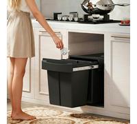 HOMCOM Kitchen Cupboard Bin with 40L Dual Compartment, Pull Out Bin, Black