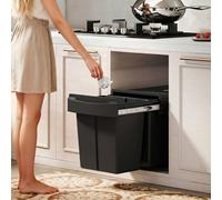 HOMCOM Kitchen Cupboard Bin with 40L Dual Compartment, Pull Out Bin, Black
