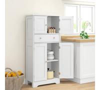Homcom Kitchen Cupboard Kitchen Cabinet With Drawer And Adjustable Shelf White